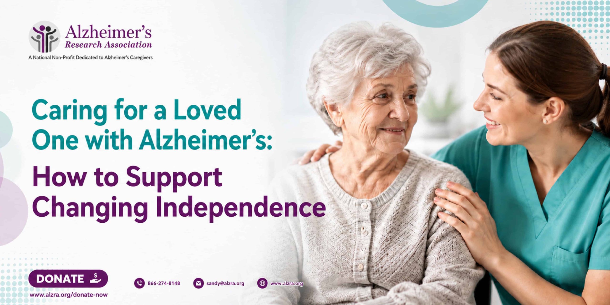 Caregiver helping a loved one maintain independence while living with Alzheimer's disease.
